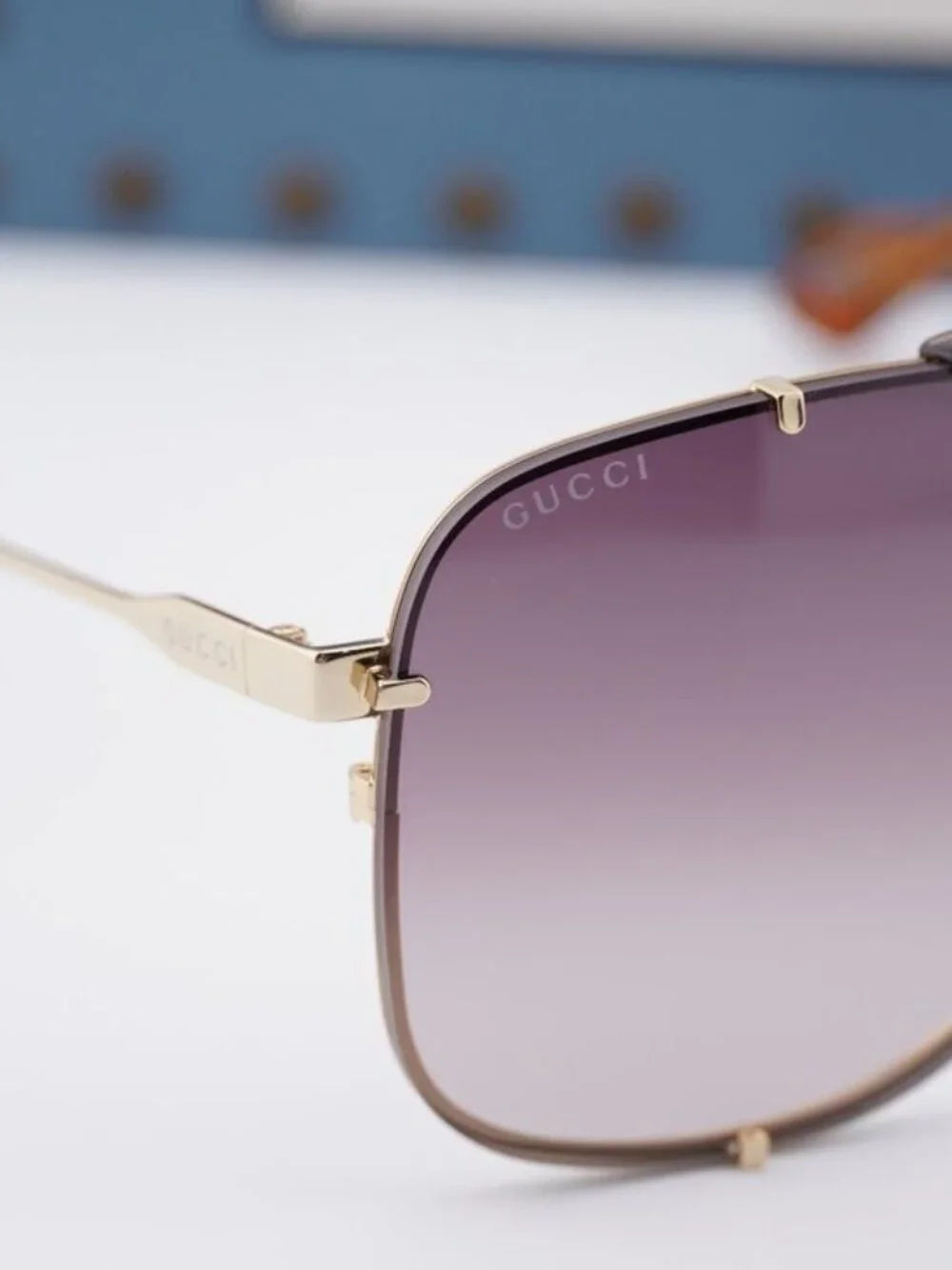 Gucci GG0739S 002 Aviator Sunglasses - Gold / Brown